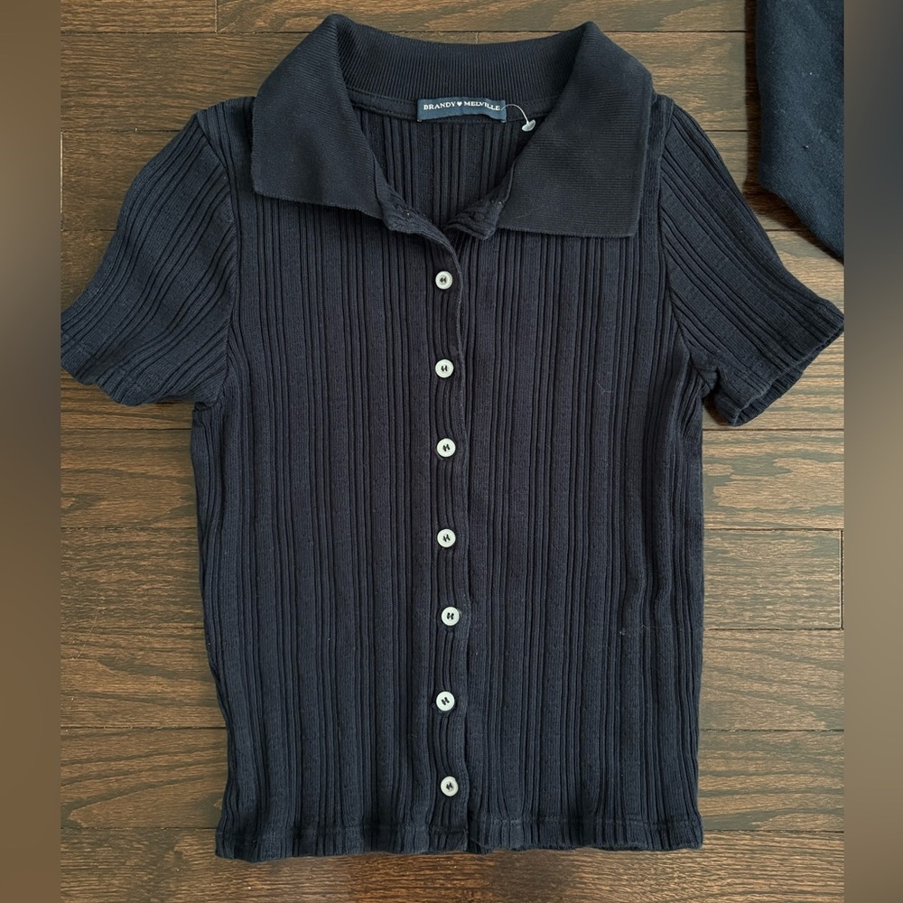 2/$20 - Brandy Melville Navy Button Down Shirt with Collared Neckline